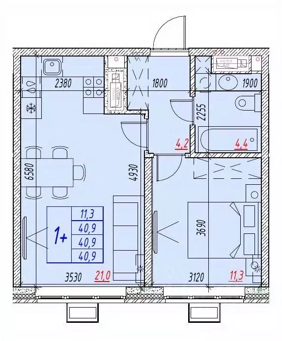 2-к кв. Астраханская область, Астрахань ул. Бэра, 29 (40.9 м) - Фото 2