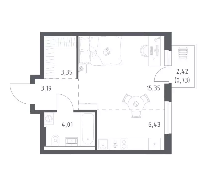 1-комнатная квартира: Уфа, улица Минигали Губайдуллина, 8к9 (33.06 м) - Фото 1