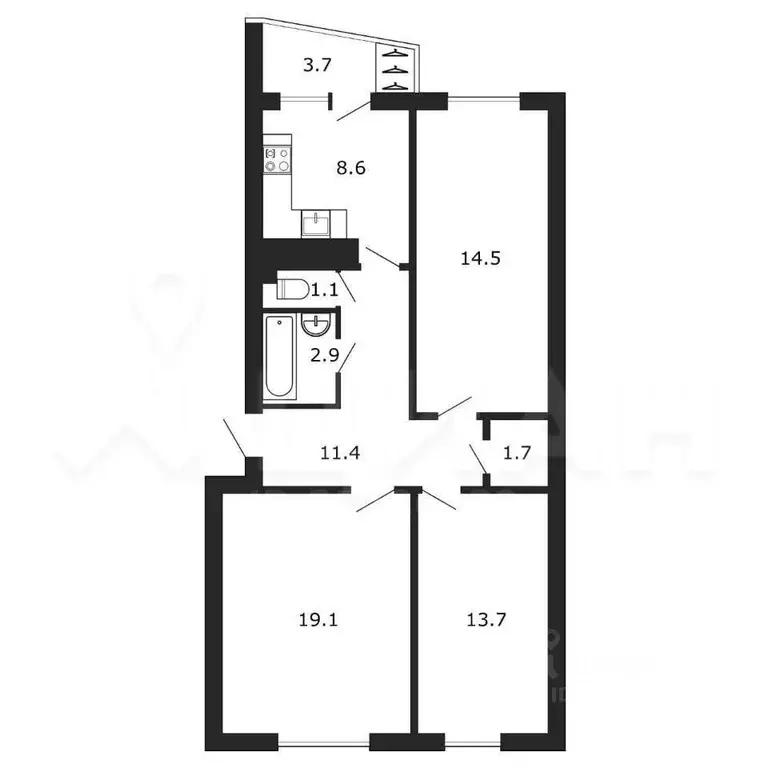 3-к кв. Санкт-Петербург ул. Оптиков, 35к1 (73.0 м) - Фото 0