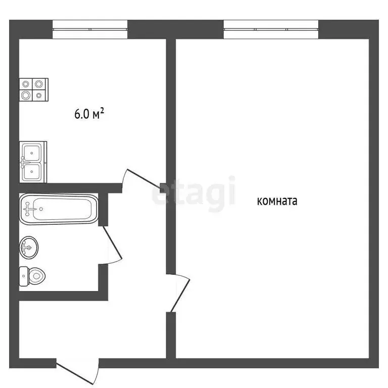 1-комнатная квартира: Рыбинск, улица 9 Мая, 31 (28 м) - Фото 1