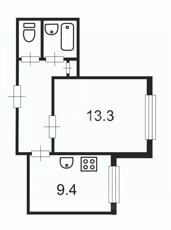 1-к кв. Санкт-Петербург ул. Димитрова, 16К3 (32.0 м) - Фото 2