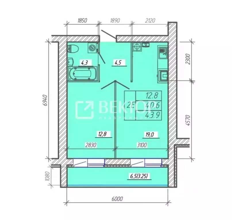 2-к кв. Ивановская область, Иваново Конспиративный пер., 11 (43.9 м) - Фото 2