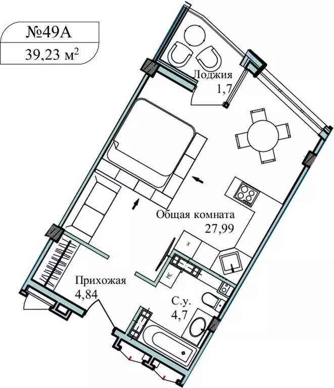 1-комнатная квартира: Севастополь, улица Лётчиков, 10к4 (40.9 м) - Фото 1