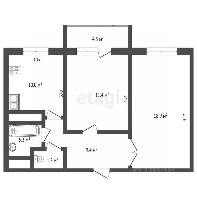 2-к кв. Крым, Евпатория ул. Демышева, 127А (55.4 м) - Фото 2