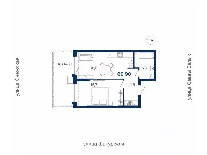 1-к кв. Свердловская область, Екатеринбург ул. Шатурская (60.9 м) - Фото 0