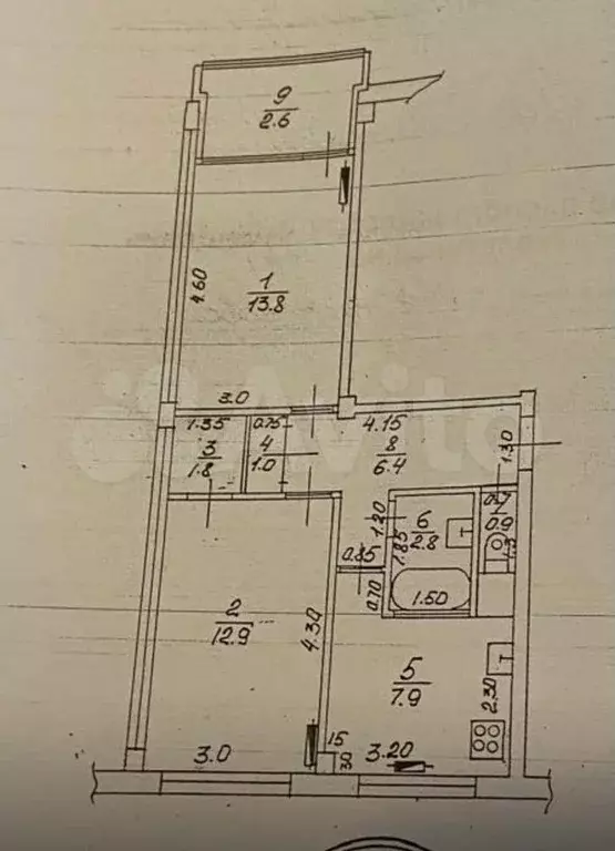 2-к. квартира, 52 м, 2/5 эт. - Фото 0