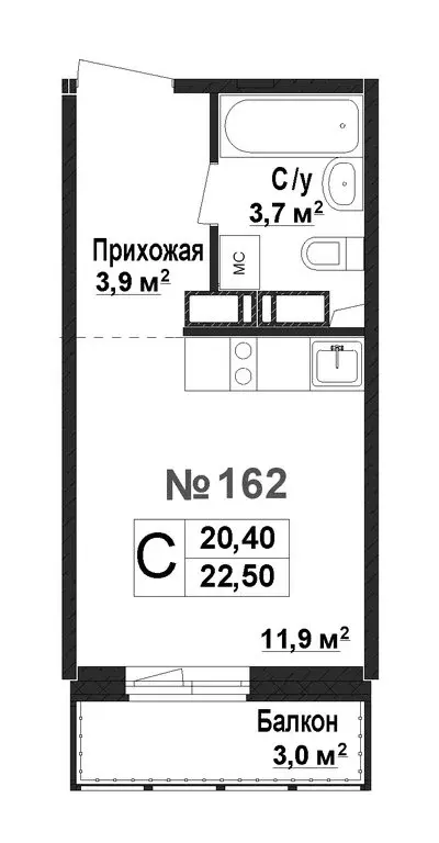 Квартира-студия: Нижний Новгород, жилой комплекс Торпедо (20.4 м) - Фото 0