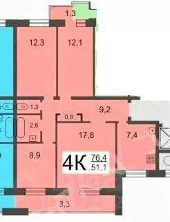 4-к кв. Нижегородская область, Нижний Новгород ул. Красных Зорь, 19 ... - Фото 2