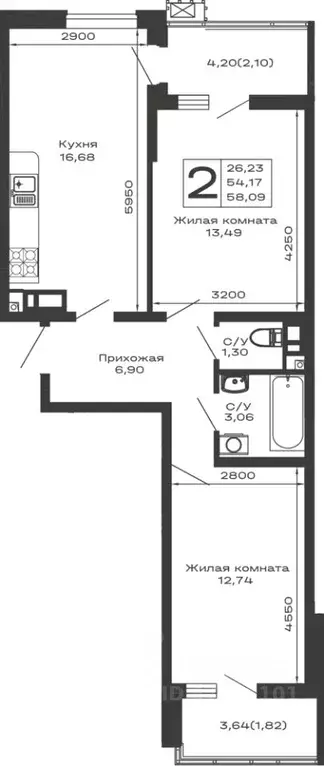 2-к кв. Адыгея, Майкоп Долина жилой комплекс, 8 (58.09 м) - Фото 1