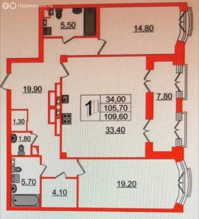 3-комнатная квартира: Санкт-Петербург, улица Гастелло, 7 (108 м) - Фото 0