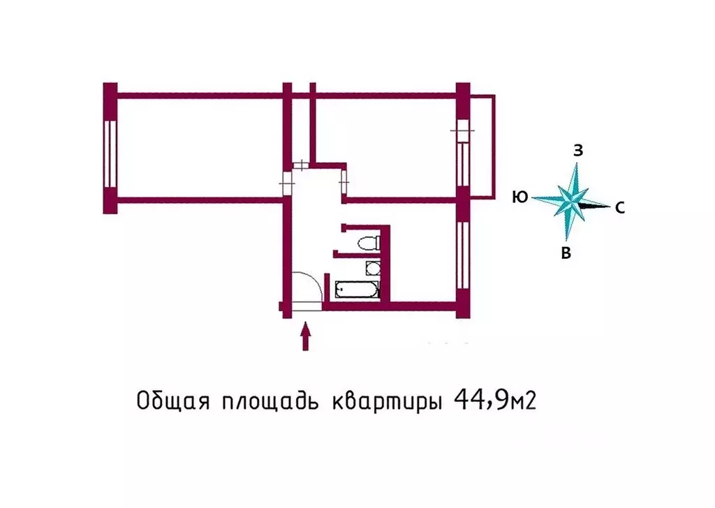 2-к кв. Санкт-Петербург ул. Петра Смородина, 8 (44.9 м) - Фото 1
