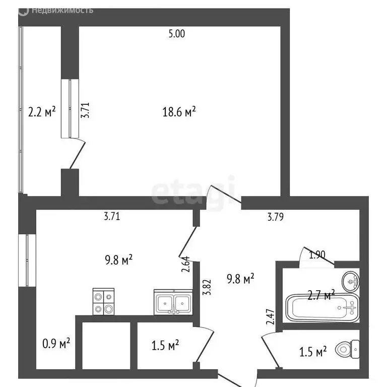1-комнатная квартира: хутор Калинин, Заводская улица, 7А (44.8 м) - Фото 1
