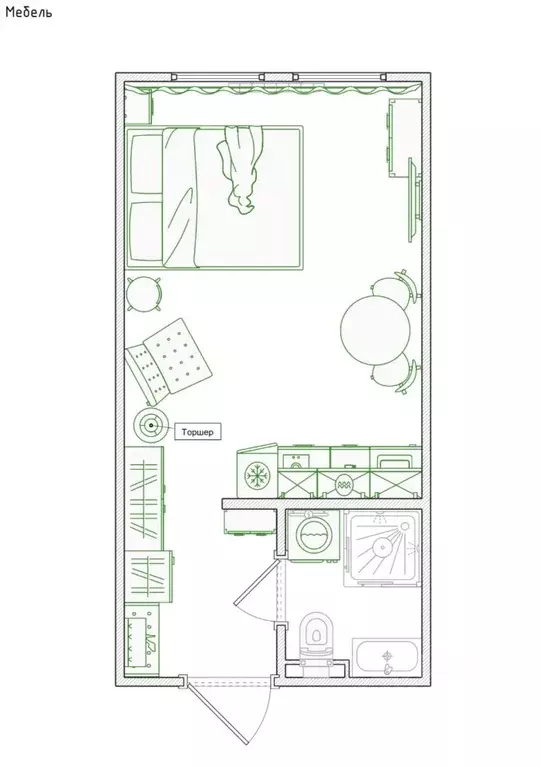 Студия Москва Новоостаповская ул., 20 (23.4 м) - Фото 2