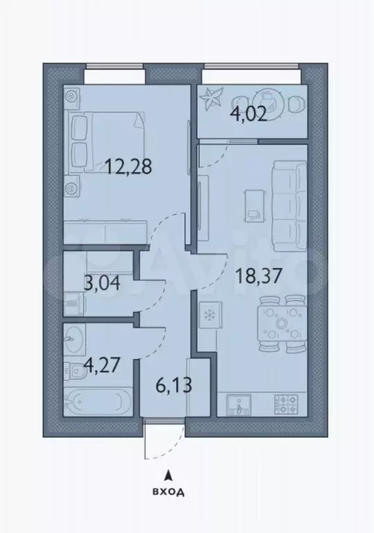 1-к. квартира, 48,1 м, 1/15 эт. - Фото 1