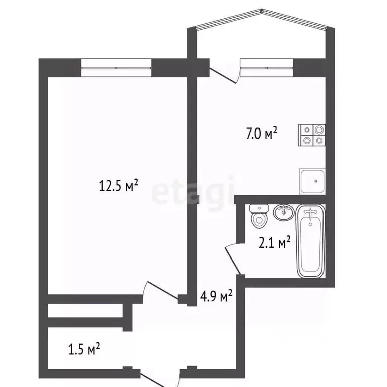 1-к кв. Крым, Ялта ул. Дзержинского, 33к3 (30.0 м) - Фото 2