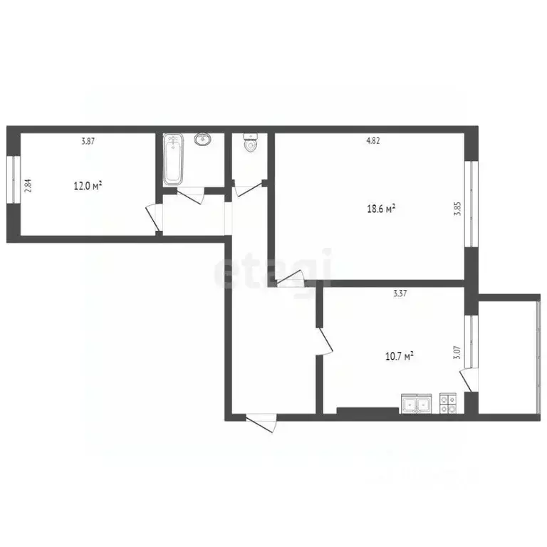 2-к кв. Ханты-Мансийский АО, Сургутский район, Федоровский городское ... - Фото 2