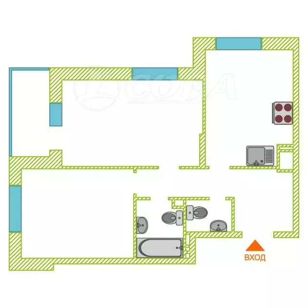 2-комнатная квартира: Тюмень, улица Фармана Салманова, 12 (60 м) - Фото 2