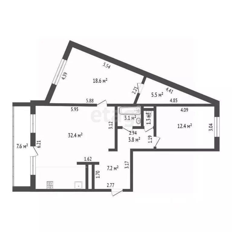3-к кв. Томская область, Томск Солнечный мкр, ул. Герасименко, 1/17 ... - Фото 2