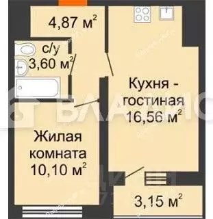 1-к кв. Воронежская область, Воронеж Ленинский просп., 215В (38.0 м) - Фото 2