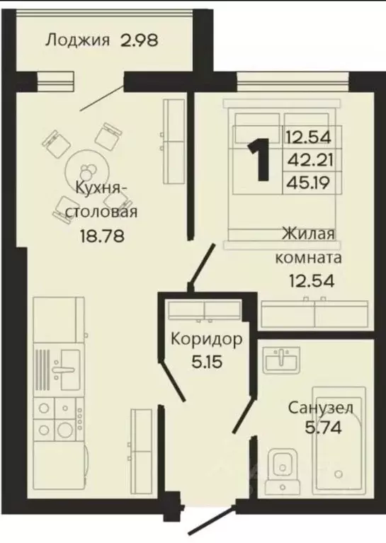 1-к кв. Калининградская область, Калининград ул. Героя России Виталия ... - Фото 2