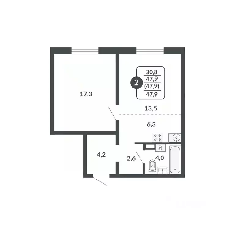 2-к кв. Кировская область, Киров Московская ул., 209 (47.9 м) - Фото 1