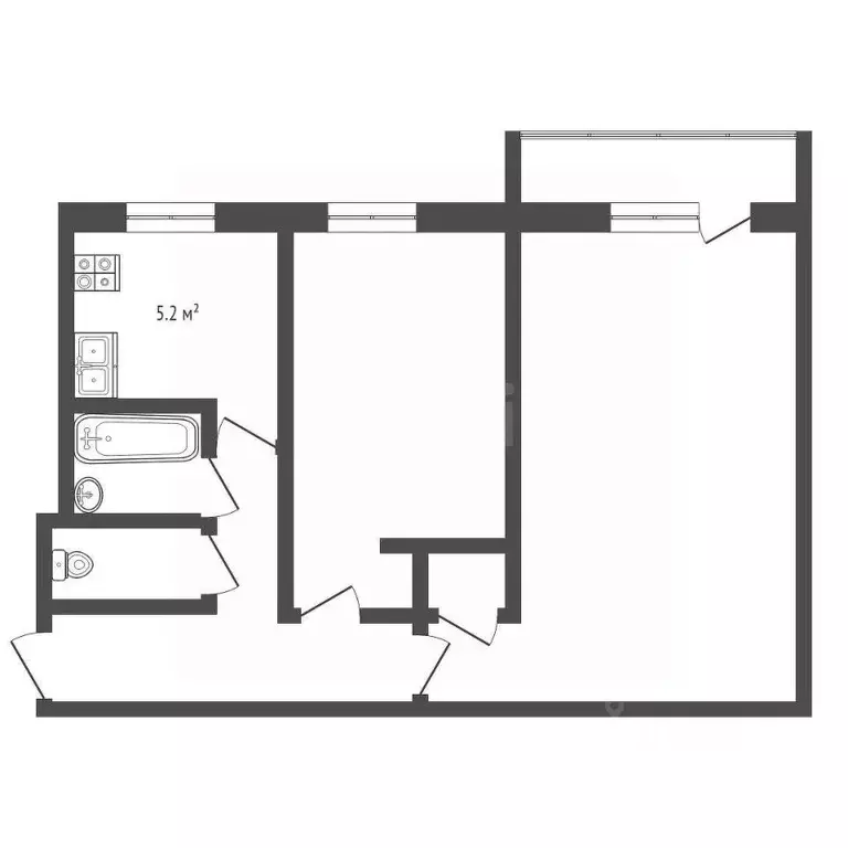 2-к кв. Московская область, Лобня ул. Калинина, 12 (45.0 м) - Фото 1