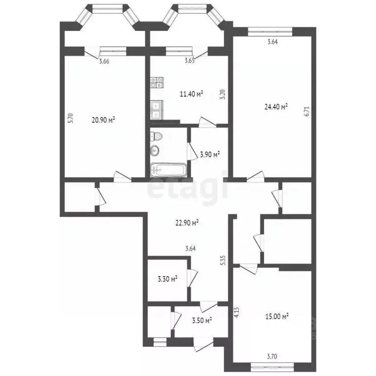 3-к кв. Вологодская область, Вологда Ленинградская ул., 76А (129.6 м) - Фото 2