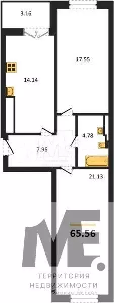 2-к. квартира, 66 м, 2/9 эт. - Фото 0