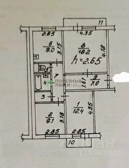 3-к кв. Красноярский край, Красноярск 9 Мая ул., 45 (67.7 м) - Фото 2
