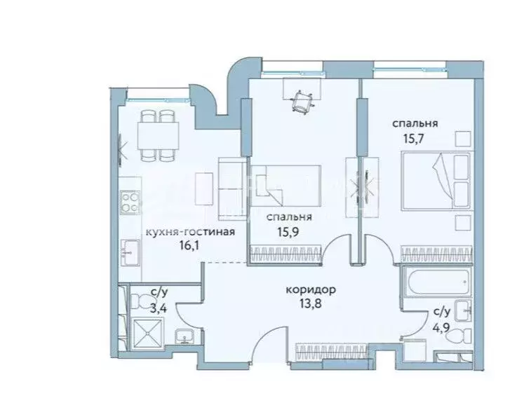 2-к кв. Москва ул. Крузенштерна, 4 (69.4 м) - Фото 1