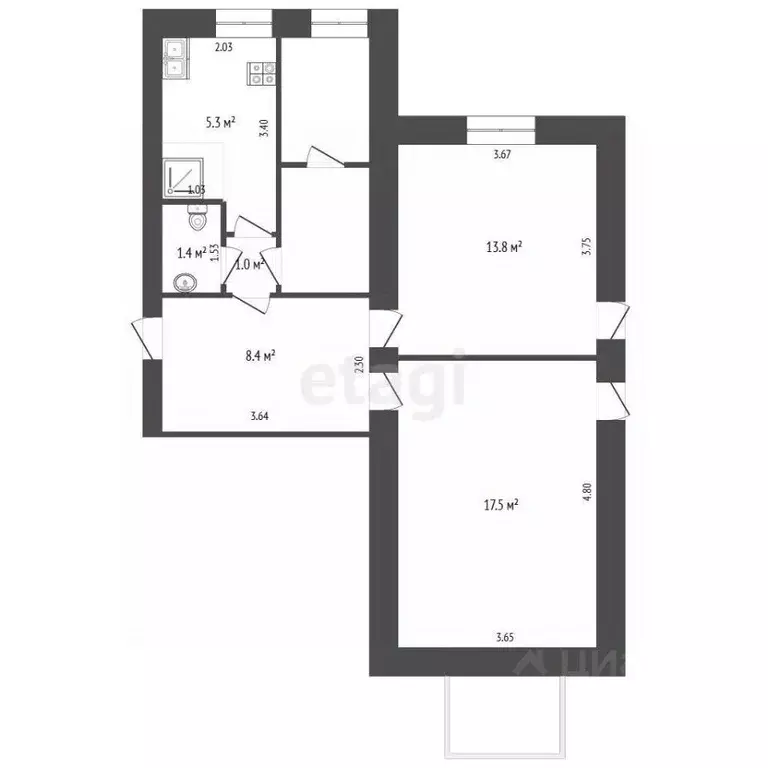 2-к кв. Воронежская область, Борисоглебск ул. Победы, 60 (36.0 м) - Фото 2