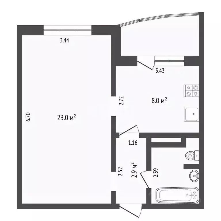1-к кв. Тюменская область, Тюмень ул. Александра Митинского, 7 (40.7 ... - Фото 1