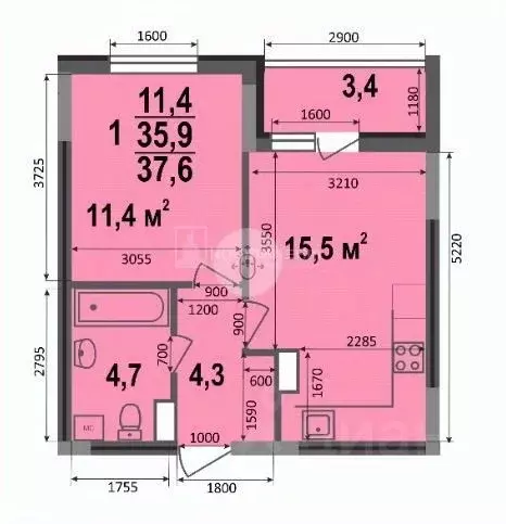 1-к кв. Владимирская область, Владимир ул. Смоленская, 3Б (37.6 м) - Фото 2
