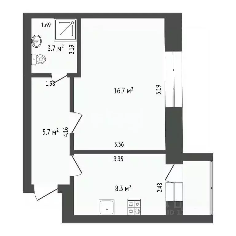 1-к кв. Архангельская область, Котлас просп. Мира, 8 (34.4 м) - Фото 1