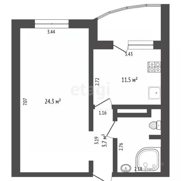 1-к кв. Тюменская область, Тюменский муниципальный округ, д. Дударева ... - Фото 1