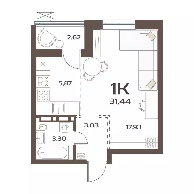 1-к кв. Приморский край, Владивосток ул. Слуцкого (30.2 м) - Фото 1