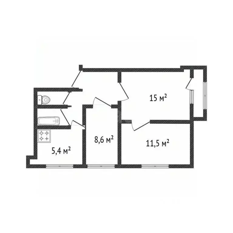 3-к кв. Белгородская область, Белгород Белгородский просп., 57 (51.2 ... - Фото 2