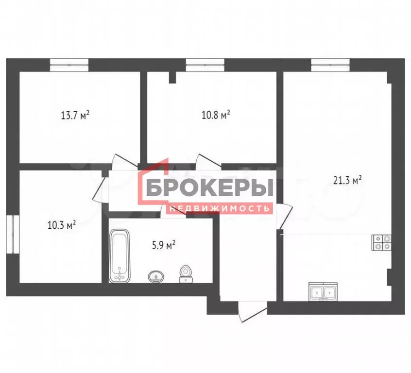 3-комнатная квартира: Севастополь, улица Адмирала Фадеева, 46Б (71 м) - Фото 2
