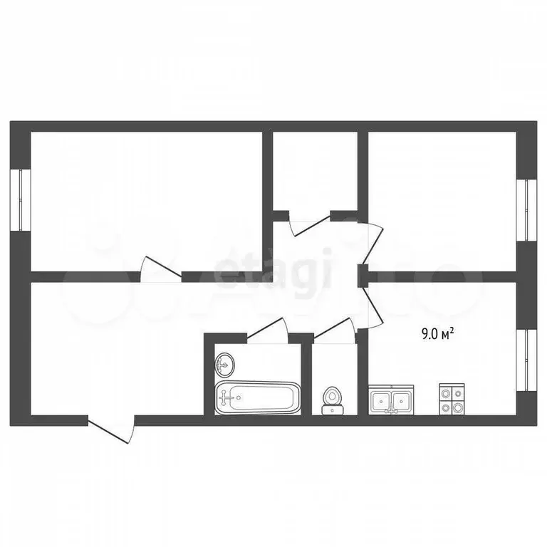 2-к. квартира, 68,4 м, 2/9 эт. - Фото 0