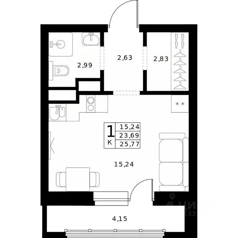 Студия Нижегородская область, Нижний Новгород Ленгородок мкр, Мед ... - Фото 1