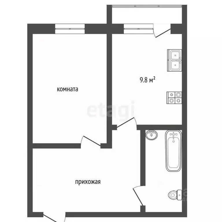 1-к кв. Крым, Евпатория ул. Чапаева, 28К (37.2 м) - Фото 2