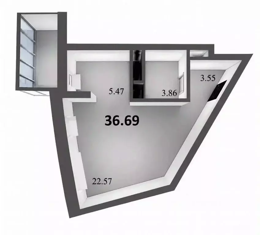 Студия Татарстан, Казань ул. Оренбургский Тракт, 8Д (36.7 м) - Фото 2