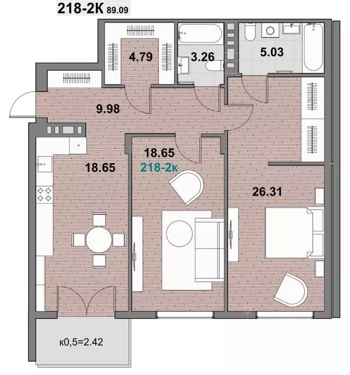 2-к кв. Калининградская область, Зеленоградск ул. Гагарина (89.09 м) - Фото 1