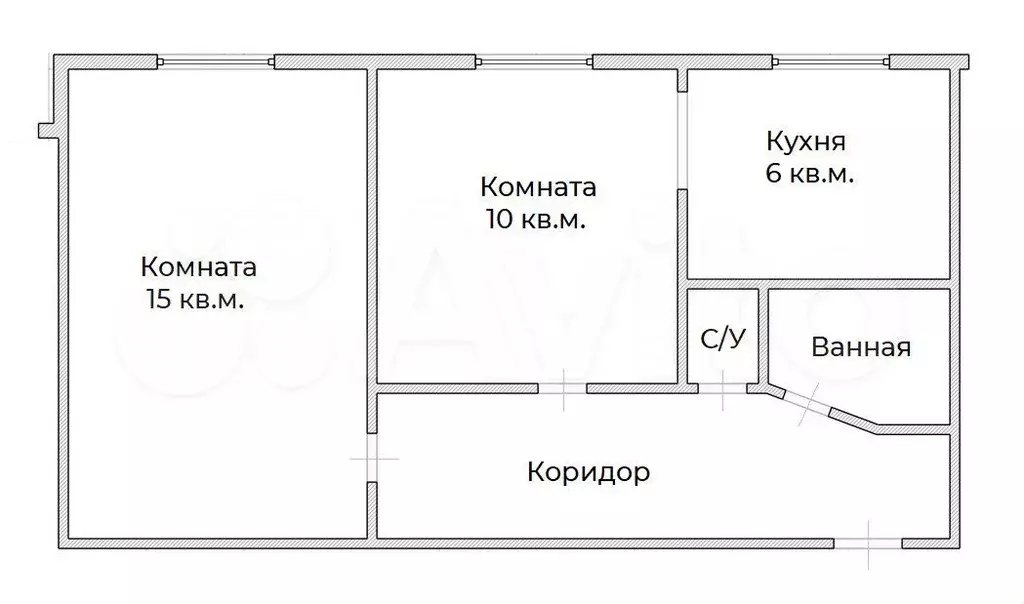 2-к. квартира, 44,3 м, 3/9 эт. - Фото 0