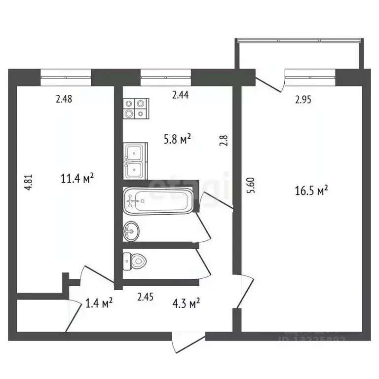 2-к кв. Вологодская область, Вологда Псковская ул., 11к2 (43.7 м) - Фото 1
