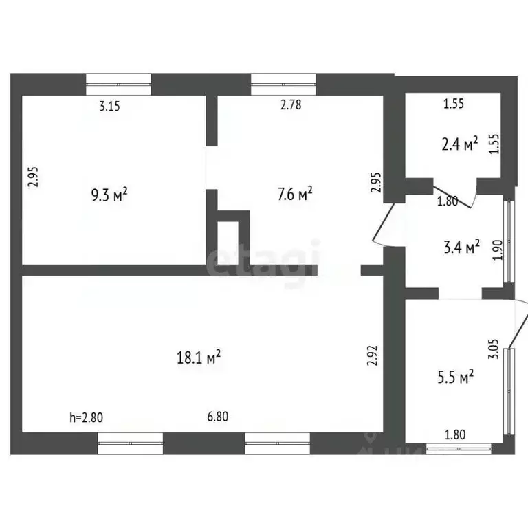 3-к кв. Крым, Ленинский район, с. Батальное ул. Гагарина, 57 (46.3 м) - Фото 1