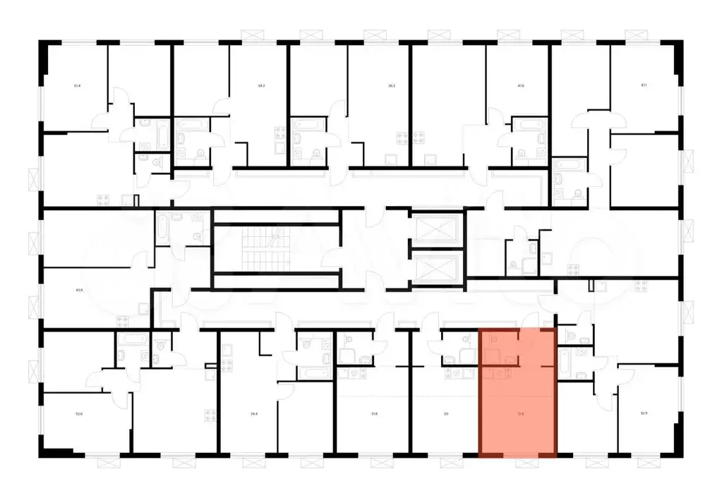 Квартира-студия, 21,8 м, 6/9 эт. - Фото 1