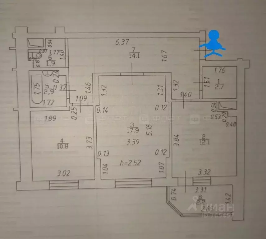 1-к кв. Татарстан, Казань ул. Андрея Адо, 17 (64.8 м) - Фото 2