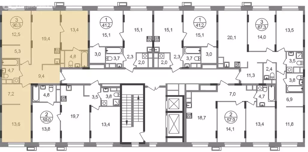 3-комнатная квартира: посёлок городского типа Заречье, жилой комплекс ... - Фото 2