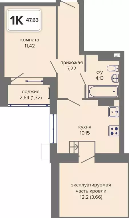 1-к кв. Пермский край, Пермь Гайва мкр,  (47.63 м) - Фото 1